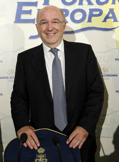 El vicepresidente de la Comisión Europea y comisario europeo de Competencia, Joaquín Almunia, momentos antes de pronunciar una conferencia