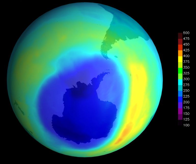 La capa de ozono alcanzó a mediados de Septiembre su máximo anual sobre la Antártida, según la NASA. El agujero se mantiene prácticamente igual desde hace tres años: El agujero en la capa de ozono se estanca en un tamaño como América del Norte