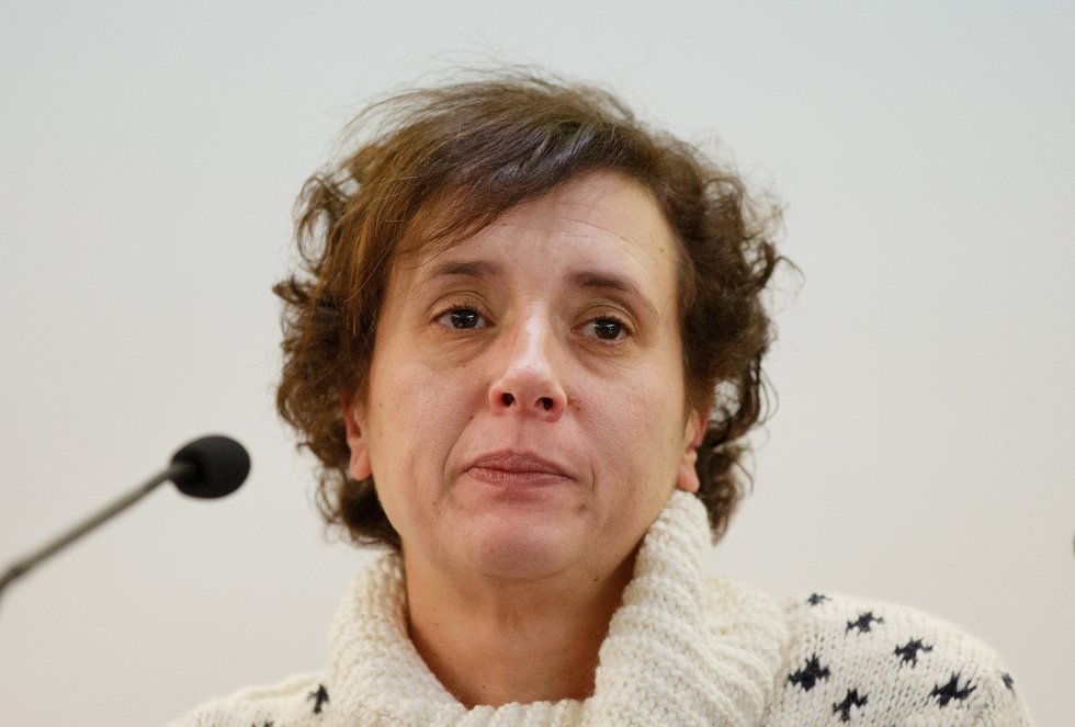 Teresa Romero, minutos antes de comenzar la rueda de prensa en el hospital Carlos III. Teresa Romero, minutos antes de comenzar la rueda de prensa en el hospital Carlos III.