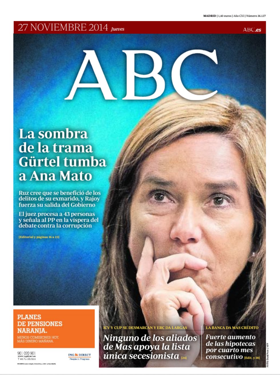 Ana Mato dimite: así lo reflejan las portadas de los periódicos Ana Mato dimite: así lo reflejan las portadas de los periódicos
