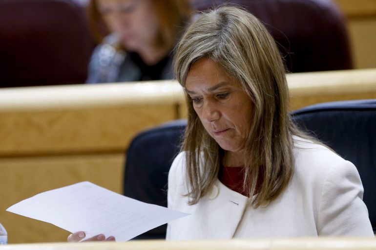 La ministra de Sanidad, Ana Mato, durante una sesión de control al Gobierno celebrada en el pleno del Senado.
