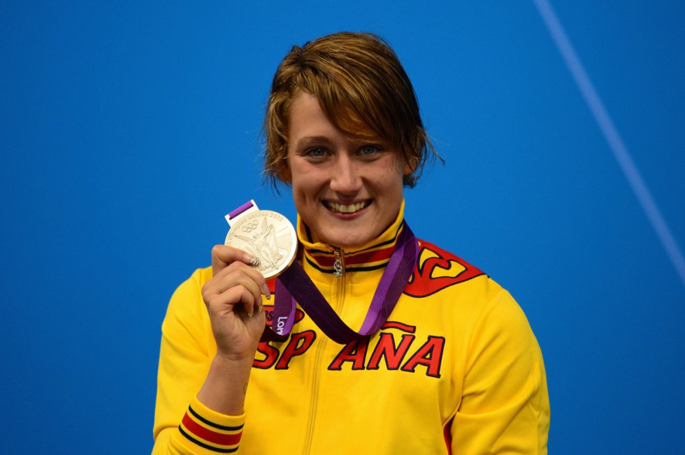 Mireia Belmonte logró dos medallas de plata, 200m mariposa y 800 m libre, en los Juegos Olímpicos de Londres en 2012 