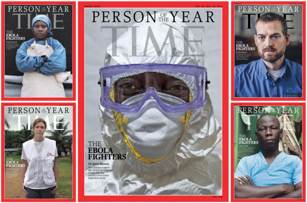 La revista ha elegido como personas del 2014 a los médicos y enfermeras que luchan contra el ébola en África. La revista ha elegido como personas del 2014 a los médicos y enfermeras que luchan contra el ébola en África.