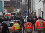 PARIS, FRANCE - JANUARY 07: Ambulances and police officers gather in front of the offices of the French satirical newspaper Charlie Hebdo on January 7, 2015 in Paris, France. Armed gunmen stormed the offices leaving eleven dead, including two police officers, according to French officials. (Photo by Antoine Antoniol/Getty Images)
