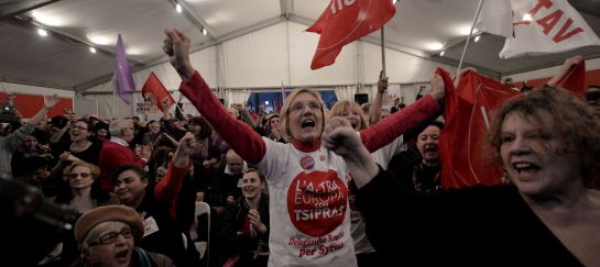 Los votantes de Syriza celebran el triunfo
