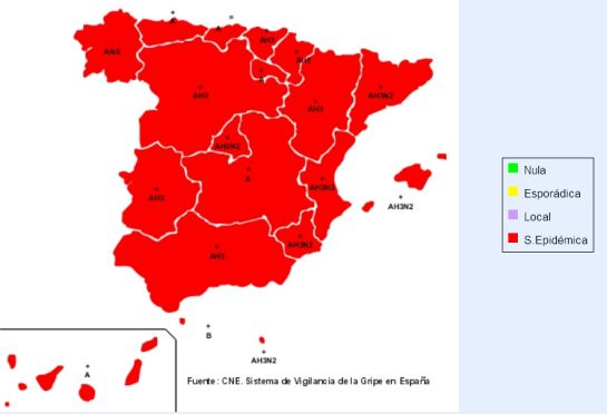 España entera, bajo epidemia de gripe