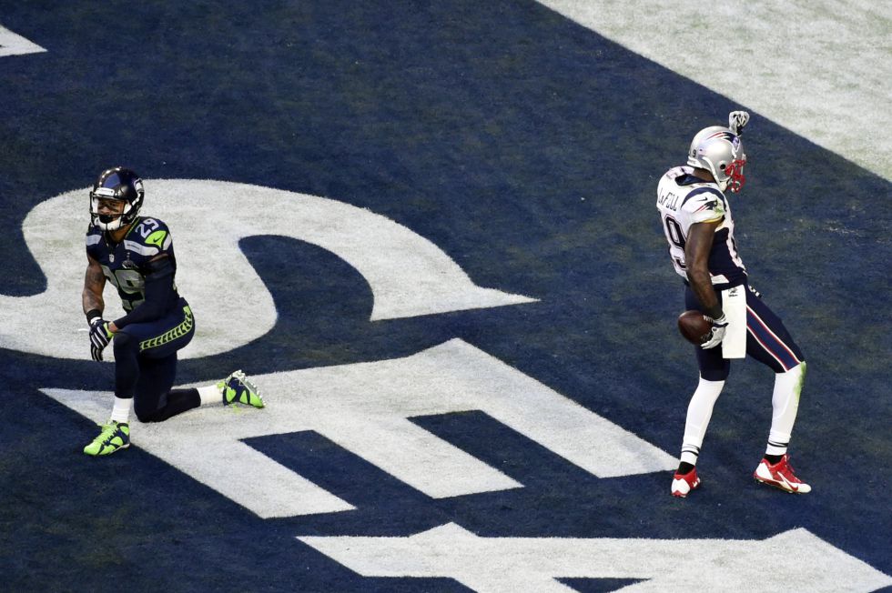Brandon LaFell hace el primer touchdown de la Super Bowl para los Patriots. Brandon LaFell hace el primer touchdown de la Super Bowl para los Patriots.