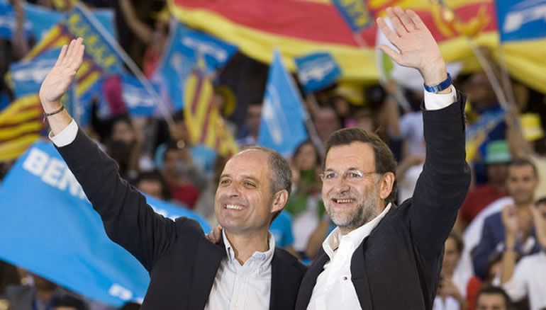 Rajoy y Camps en un acto de campaña del PP valenciano
