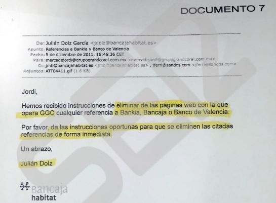 Bancaja ordenó “eliminar de forma inmediata” toda referencia a la inversión de “Bankia, Bancaja o Banco de Valencia”