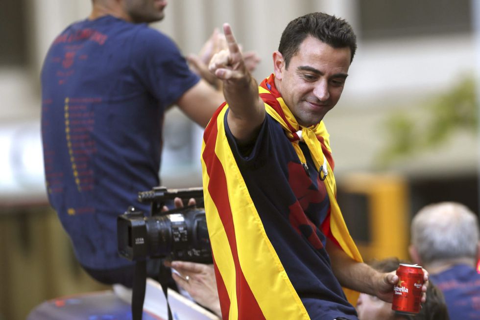 El gran capitán del Barcelona durante el festejo blaugrana El gran capitán del Barcelona durante el festejo blaugrana