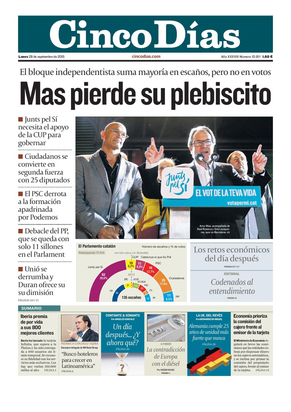 Las elecciones catalanas, en las portadas Las elecciones catalanas, en las portadas