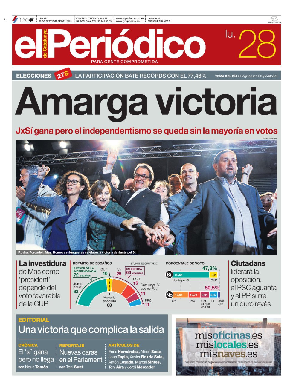 Las elecciones catalanas, en las portadas Las elecciones catalanas, en las portadas