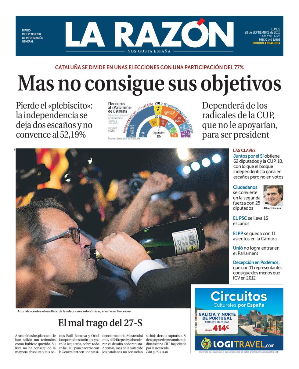 Las elecciones catalanas, en las portadas Las elecciones catalanas, en las portadas