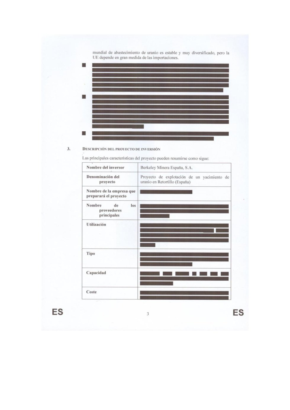 Versión mutilada del dictamen positivo de la Comisión Europea sobre la mina de uranio de Berkeley en Retortillo (Salamanca) Versión mutilada del dictamen positivo de la Comisión Europea sobre la mina de uranio de Berkeley en Retortillo (Salamanca)