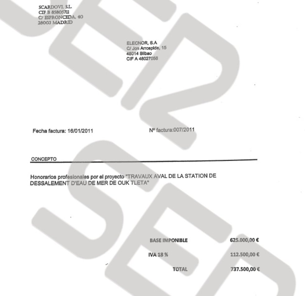 Factura de la comisión por la adjudiación del contrato del sistema de canalización de aguas en Argelia. Factura de la comisión por la adjudiación del contrato del sistema de canalización de aguas en Argelia.