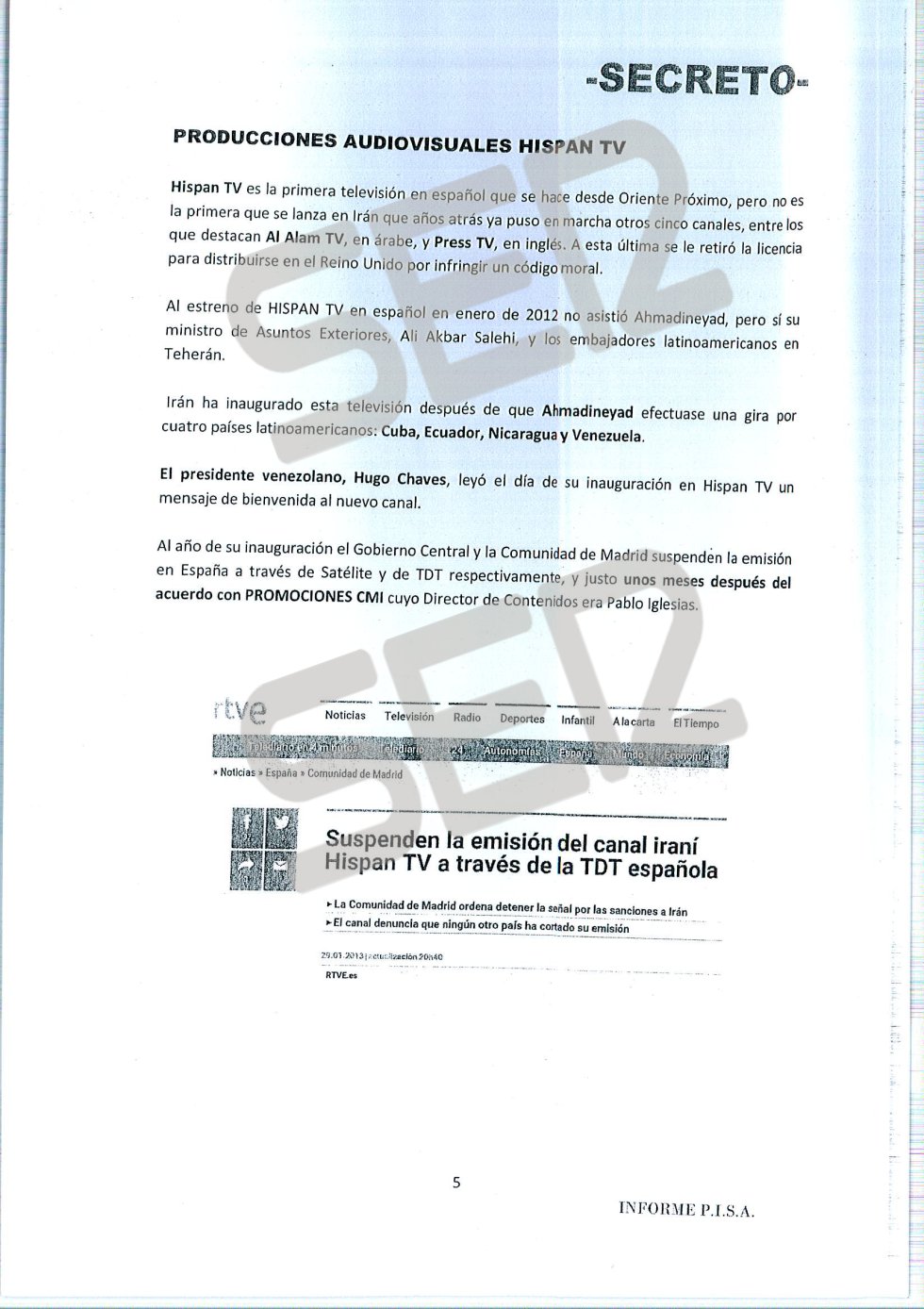 'Informe PISA' (Pablo Iglesias S.A.) de la UDEF. 'Informe PISA' (Pablo Iglesias S.A.) de la UDEF.