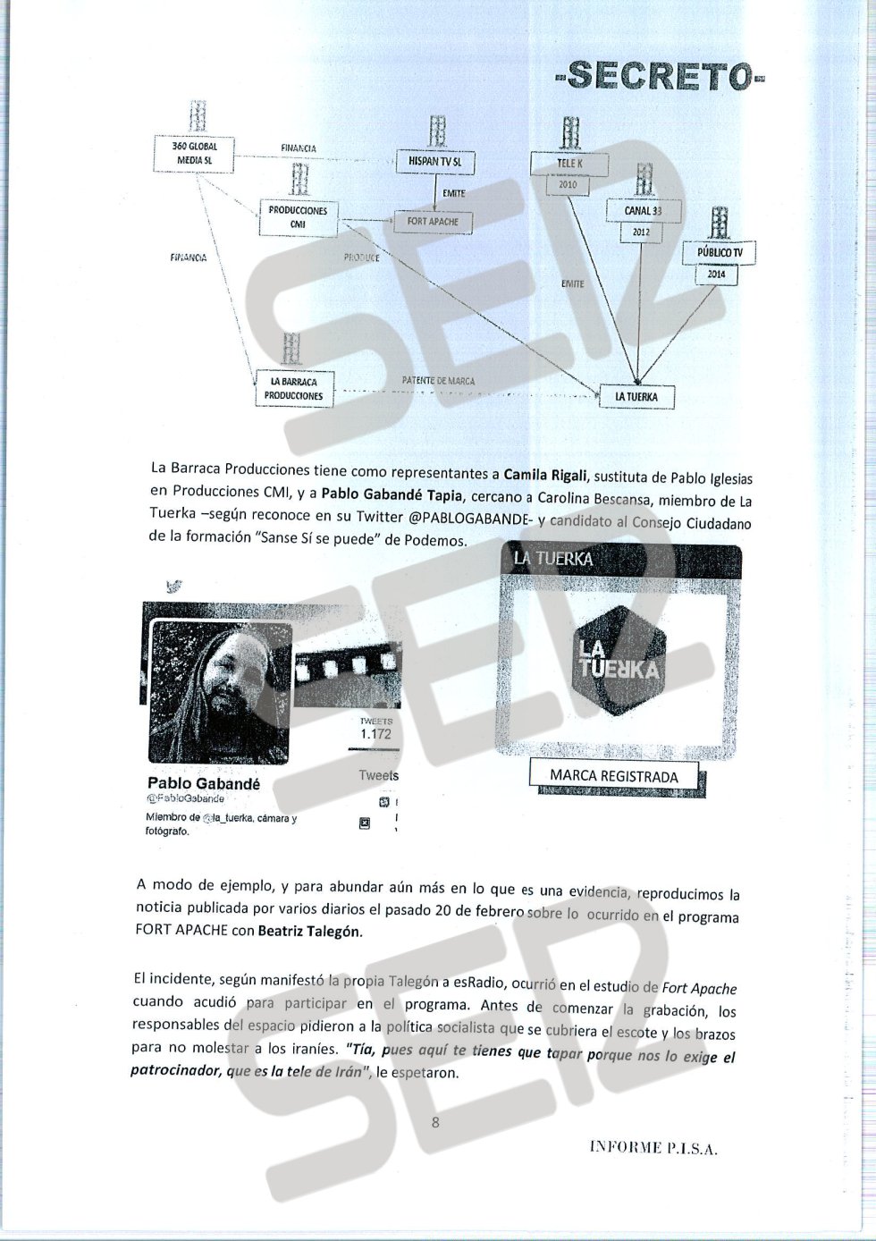 'Informe PISA' (Pablo Iglesias S.A.) de la UDEF. 'Informe PISA' (Pablo Iglesias S.A.) de la UDEF.