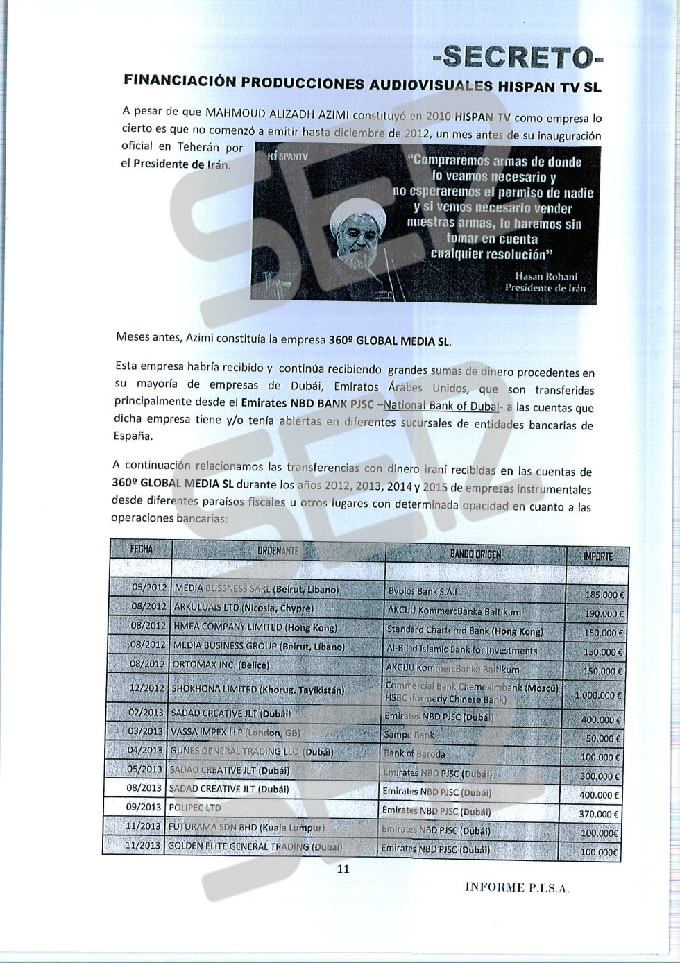 'Informe PISA' (Pablo Iglesias S.A.) de la UDEF. 'Informe PISA' (Pablo Iglesias S.A.) de la UDEF.