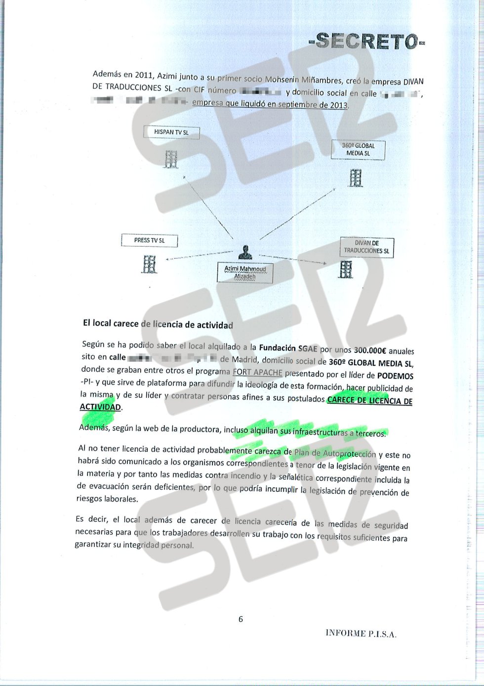 'Informe PISA' (Pablo Iglesias S.A.) de la UDEF. 'Informe PISA' (Pablo Iglesias S.A.) de la UDEF.