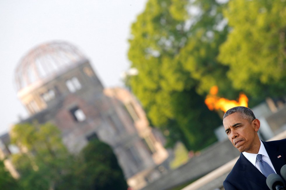 Barack Obama, durante la ceremonia en recuerdo a las víctimas de Hiroshima. Barack Obama, durante la ceremonia en recuerdo a las víctimas de Hiroshima.
