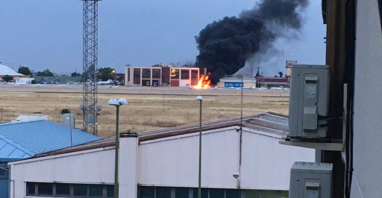 Imagen del accidente en el aeródromo de Cuatro Vientos.