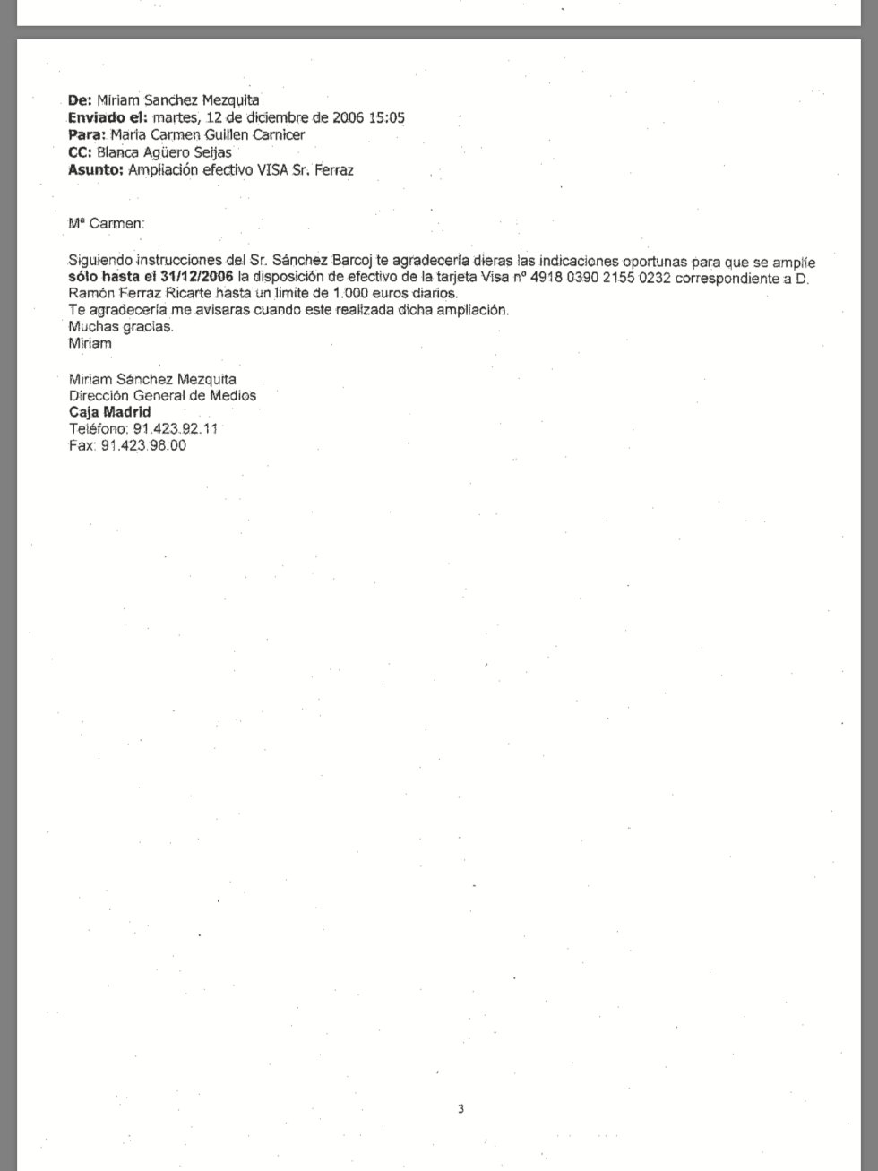 Correos de Bankia sobre el descontrol y despilfarro de las tarjetas black Correos de Bankia sobre el descontrol y despilfarro de las tarjetas black
