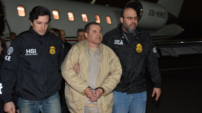 El narcotraficante Chapo Guzamn a su llegada a los EEUU