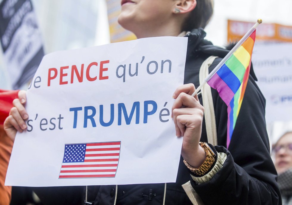Protestas por la visita de Mike Pence a Bruselas Protestas por la visita de Mike Pence a Bruselas