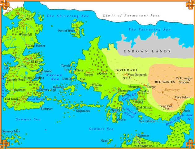 Mapa de Essos y Poniente.