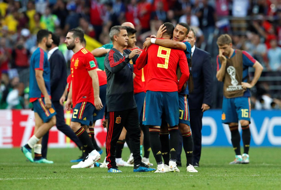 Desolación en las caras de los jugadores españoles Desolación en las caras de los jugadores españoles