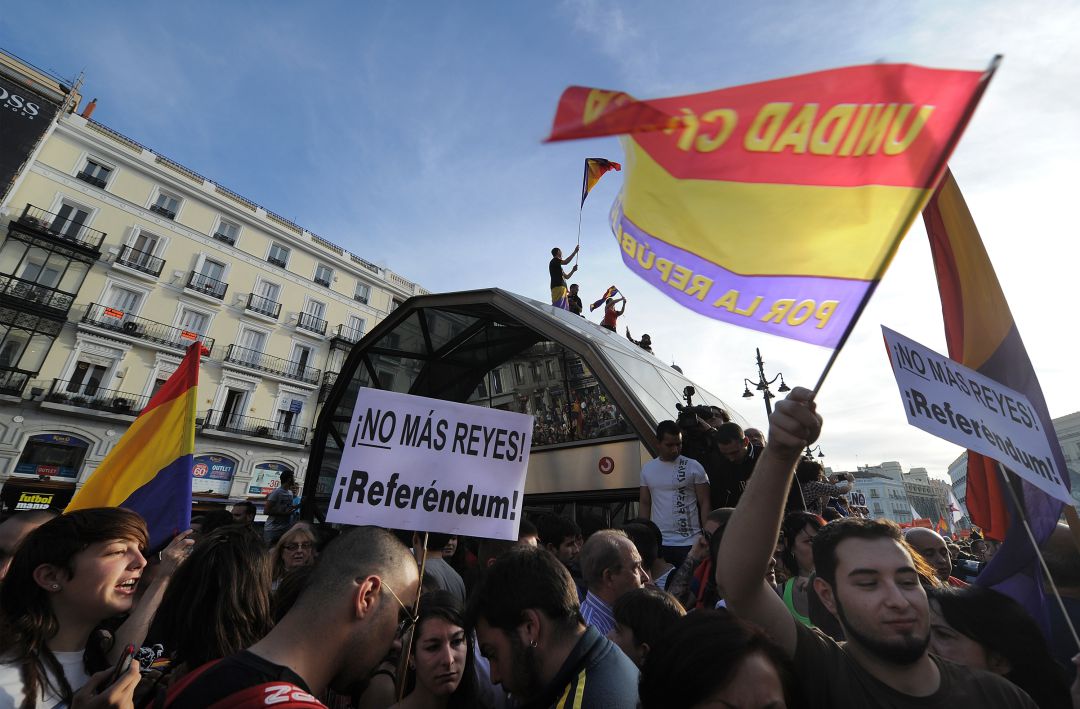 Imagen de una manifestación pro-República este pasado verano en la Puerta del Sol.
