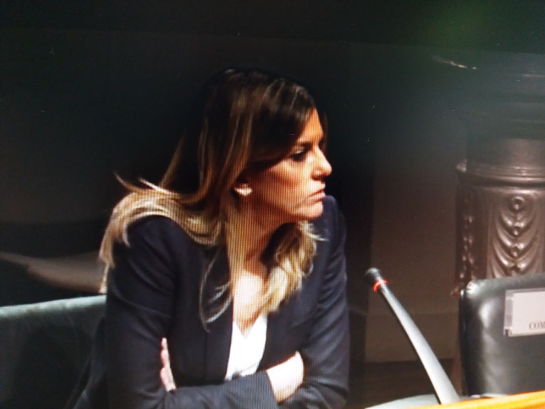 La gerente del ERA, Graciela Blanco durante su comparecencia ante la comisión parlamentaria que investiga la gestión del organismo