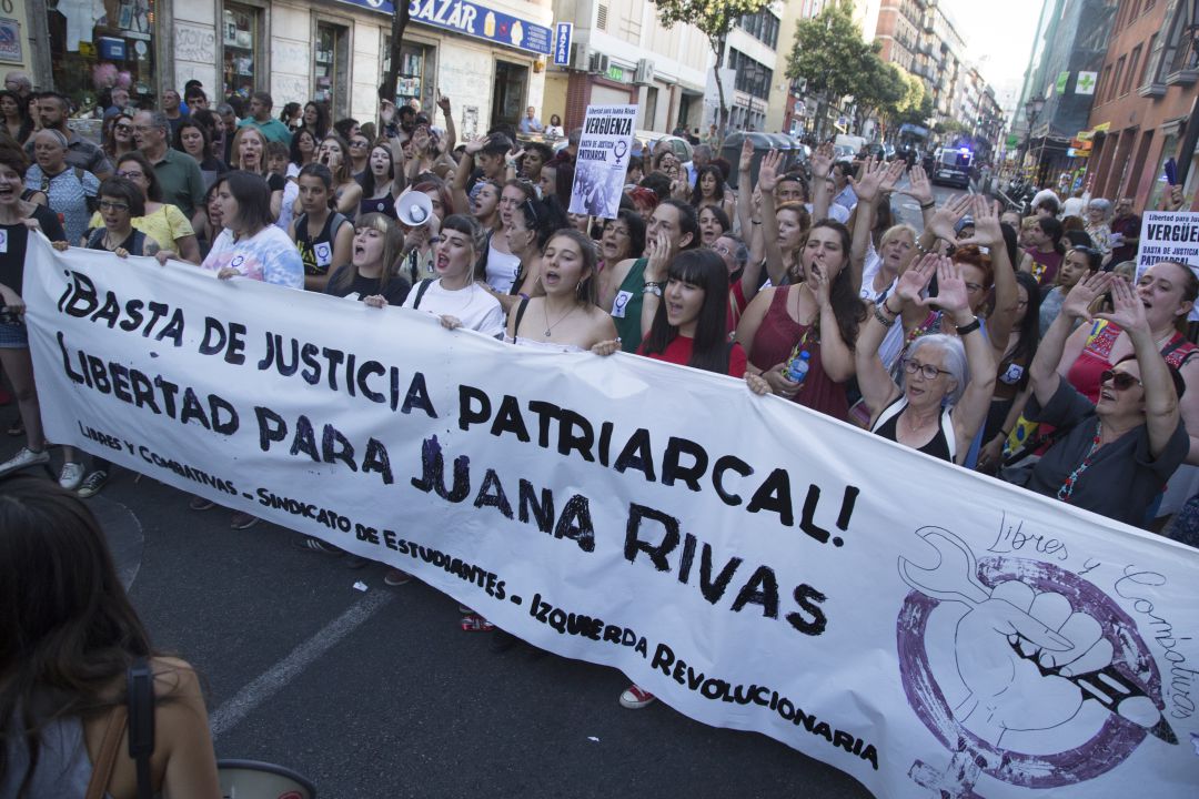 Protesta a favor de Juana Rivas en Madrid en 2018. 