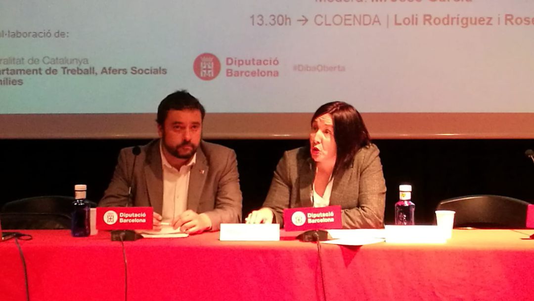 Francesc Iglesias, secretari d’Afers Socials i Famílies del Departament de Treball, Afers Socials i Famílies, i Sonia Fuertes, presidenta de la federació d’Entitats Catalanes d’Acció Social