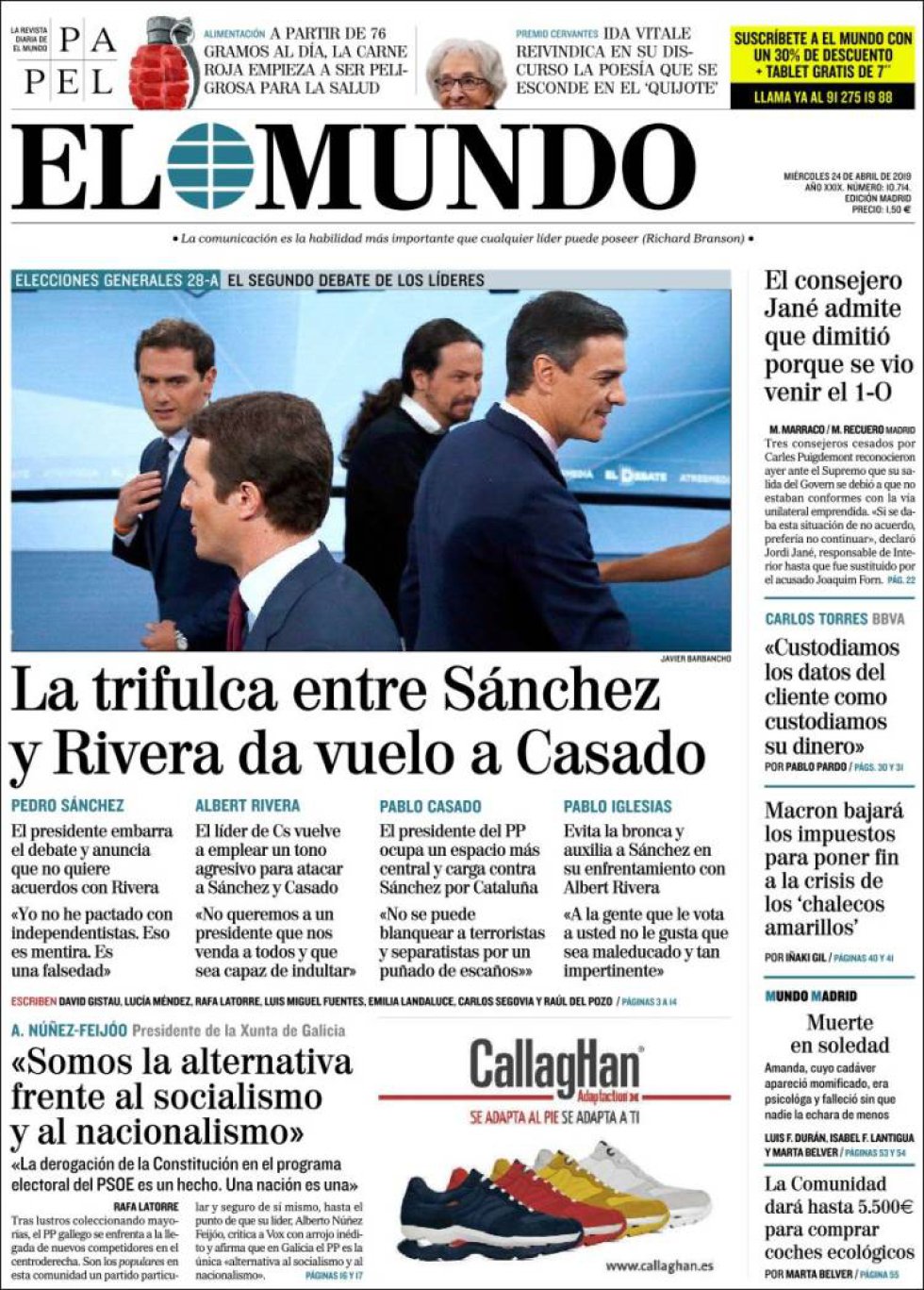 Portada del diario 'El Mundo' Portada del diario 'El Mundo'