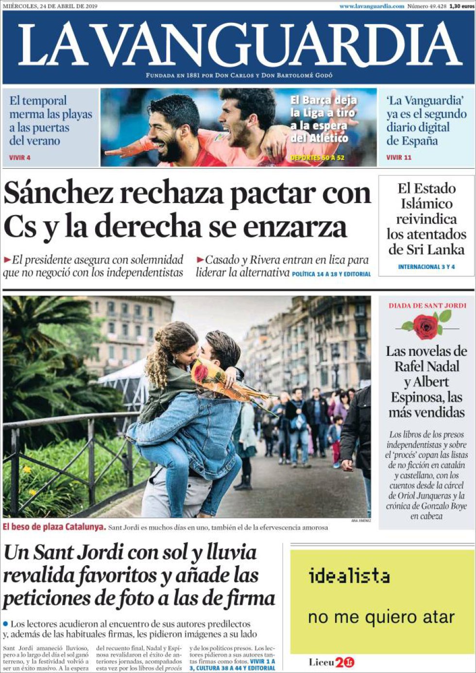 Portada del diario 'La Vanguardia' Portada del diario 'La Vanguardia'