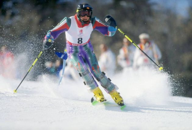 Blanca Fernández Ochoa durante la carrera de eslalon que le valió el bronce en los JJOO de Albertville en 1992.