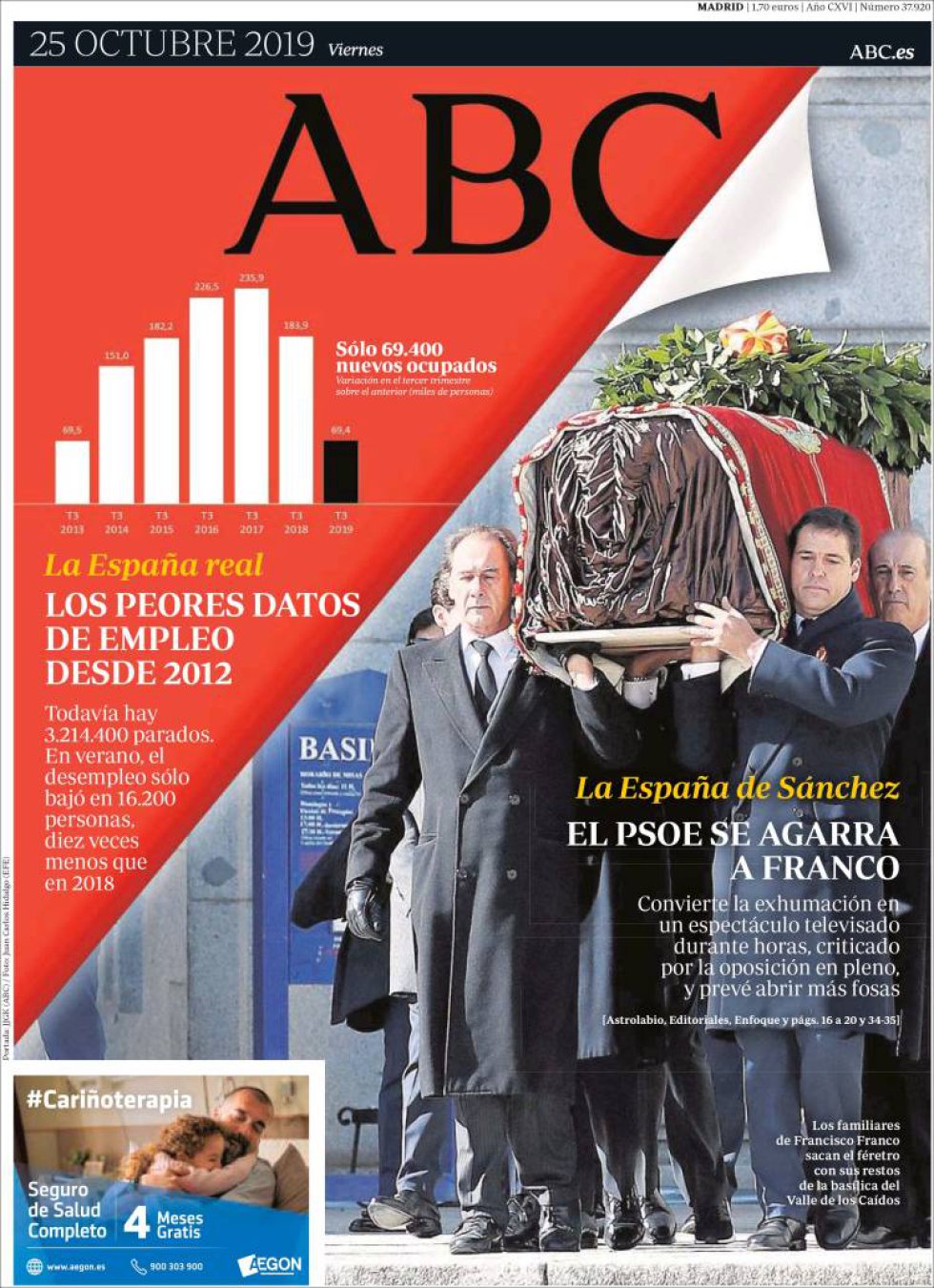 La exhumación de Franco, en las portadas de los periódicos La exhumación de Franco, en las portadas de los periódicos