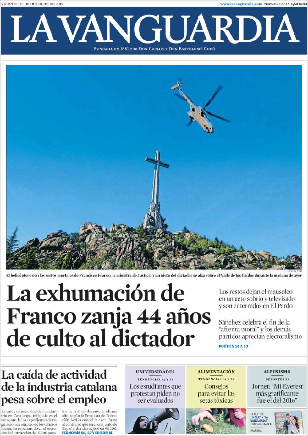 La exhumación de Franco, en las portadas de los periódicos La exhumación de Franco, en las portadas de los periódicos