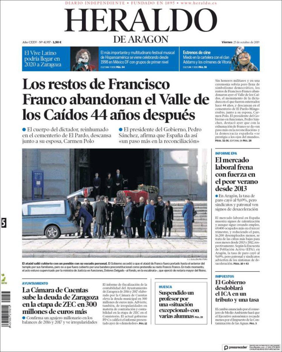 La exhumación de Franco, en las portadas de los periódicos La exhumación de Franco, en las portadas de los periódicos