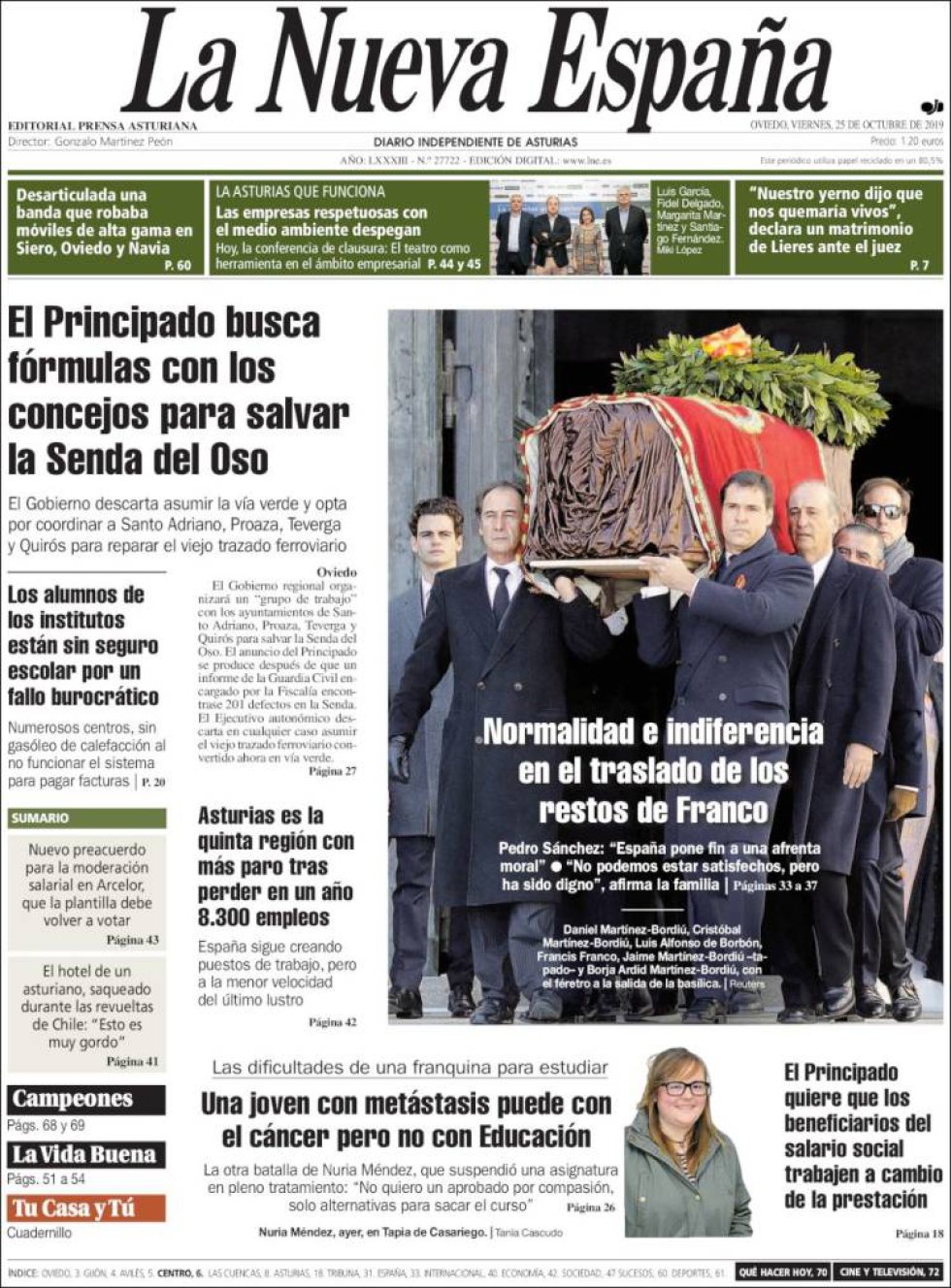 La exhumación de Franco, en las portadas de los periódicos La exhumación de Franco, en las portadas de los periódicos