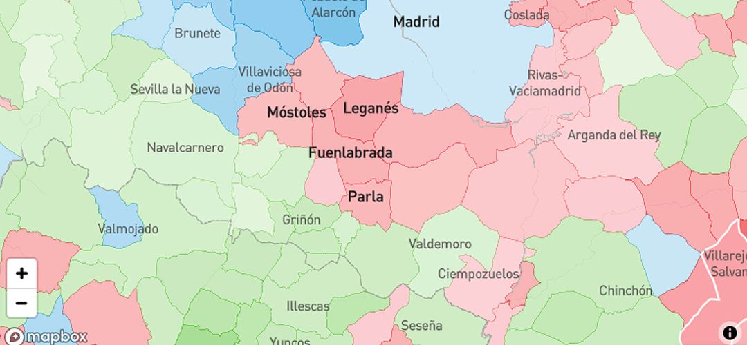 sur de madrid mapa Cinco barrios de Fuenlabrada y Parla votaron a Vox como primera 