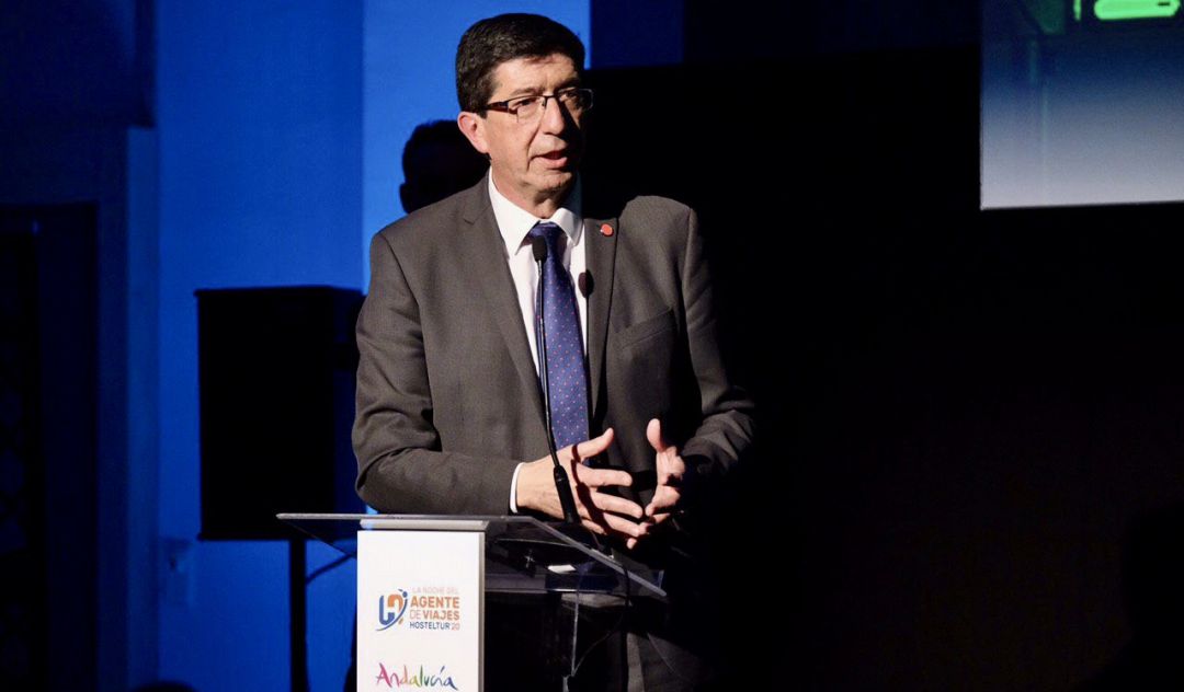 Marín, vicepresidente de la Junta de Andalucía, en un acto previo a la inauguración en Madrid de Fitur 2020