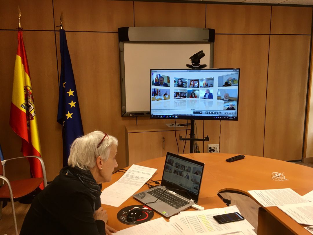 La Consejera de Educación, Carmen Suárez, participando en la Conferencia Sectorial celebrada por videoconferencia