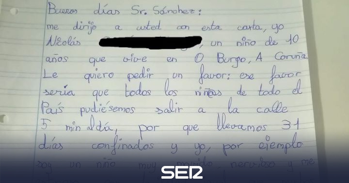 bonita carta de un nino de culleredo