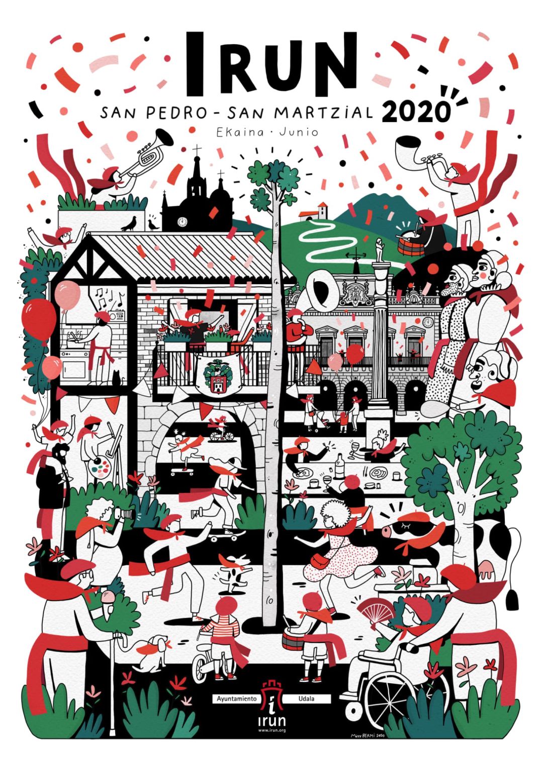 Cartel anunciador de los Sanmarciales 2020 que ha realizado la irunesa, afincada en Londres, Nerea Bermejo. Cartel anunciador de los Sanmarciales 2020 que ha realizado la irunesa, afincada en Londres, Nerea Bermejo.