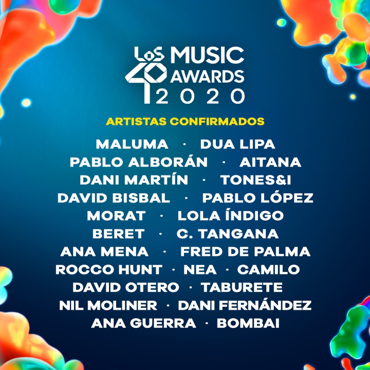 LOS40 Music Awards 2020 deslumbran con estrellas como Dua Lipa, Maluma, Pablo Alborán, Aitana y Dani Martín