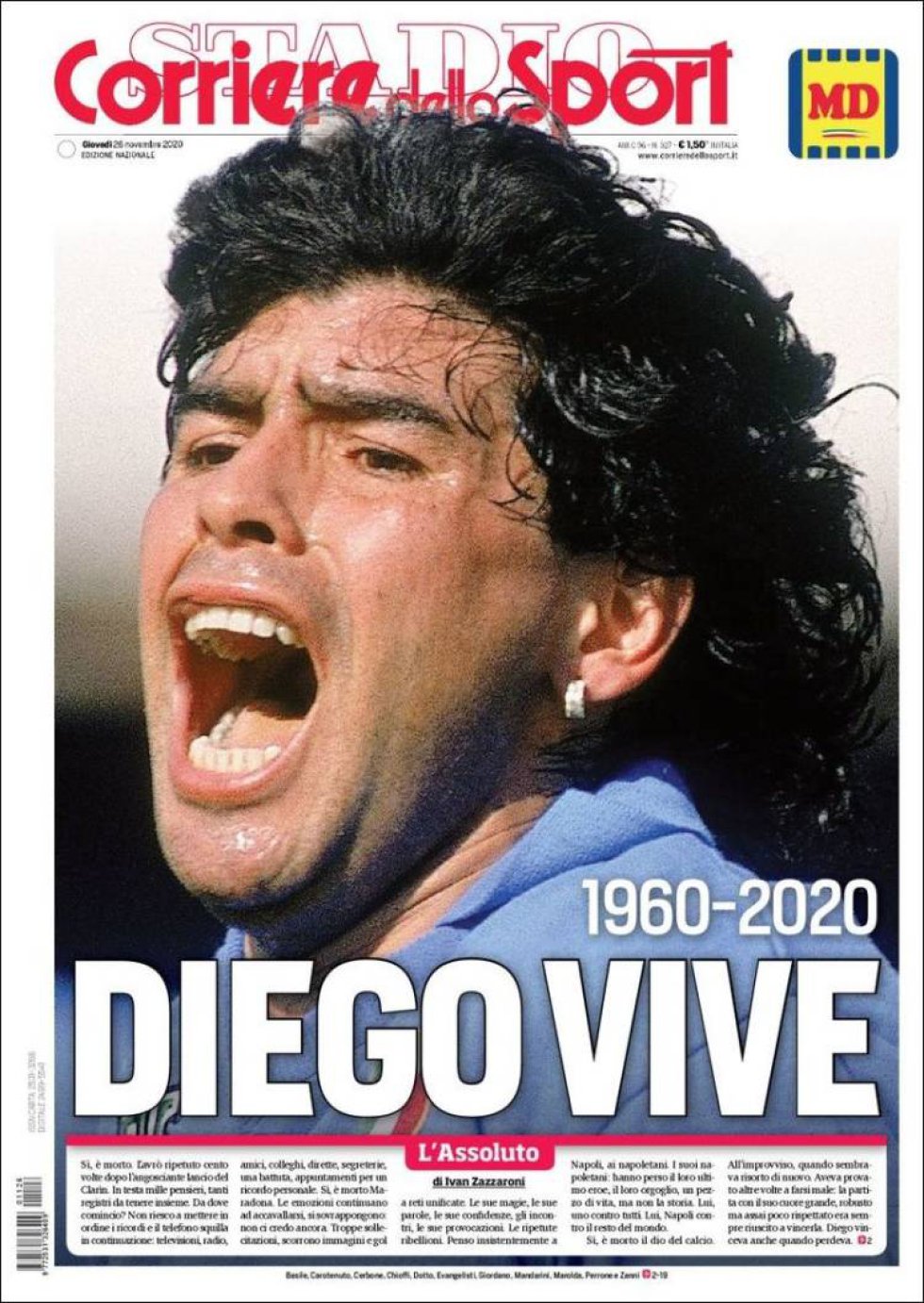 'Diego Vive', la portada del 'Corriere dello Sport' 'Diego Vive', la portada del 'Corriere dello Sport'