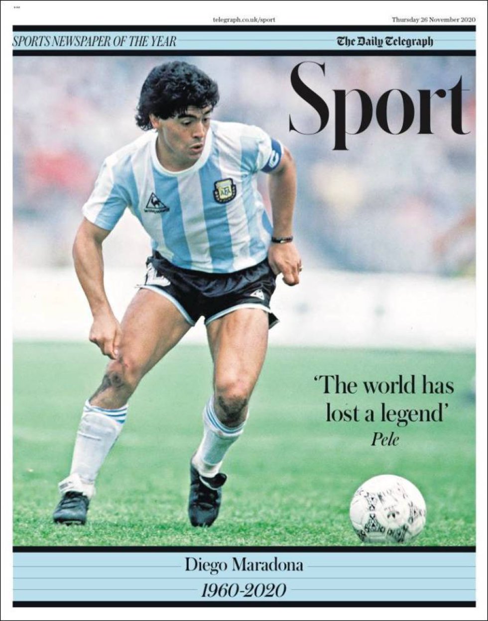 La edición deportiva de 'Daily Telegraph' titula con una frase de Pelé: "El mundo ha perdido una leyenda" La edición deportiva de 'Daily Telegraph' titula con una frase de Pelé: "El mundo ha perdido una leyenda"