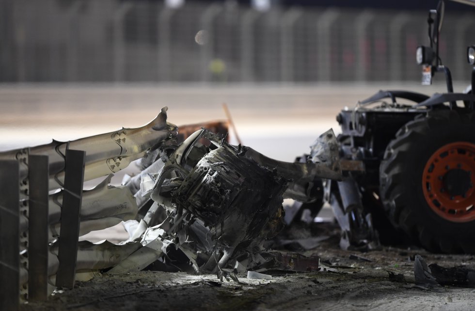 Así ha quedado el coche de Grosjean tras el accidente Así ha quedado el coche de Grosjean tras el accidente